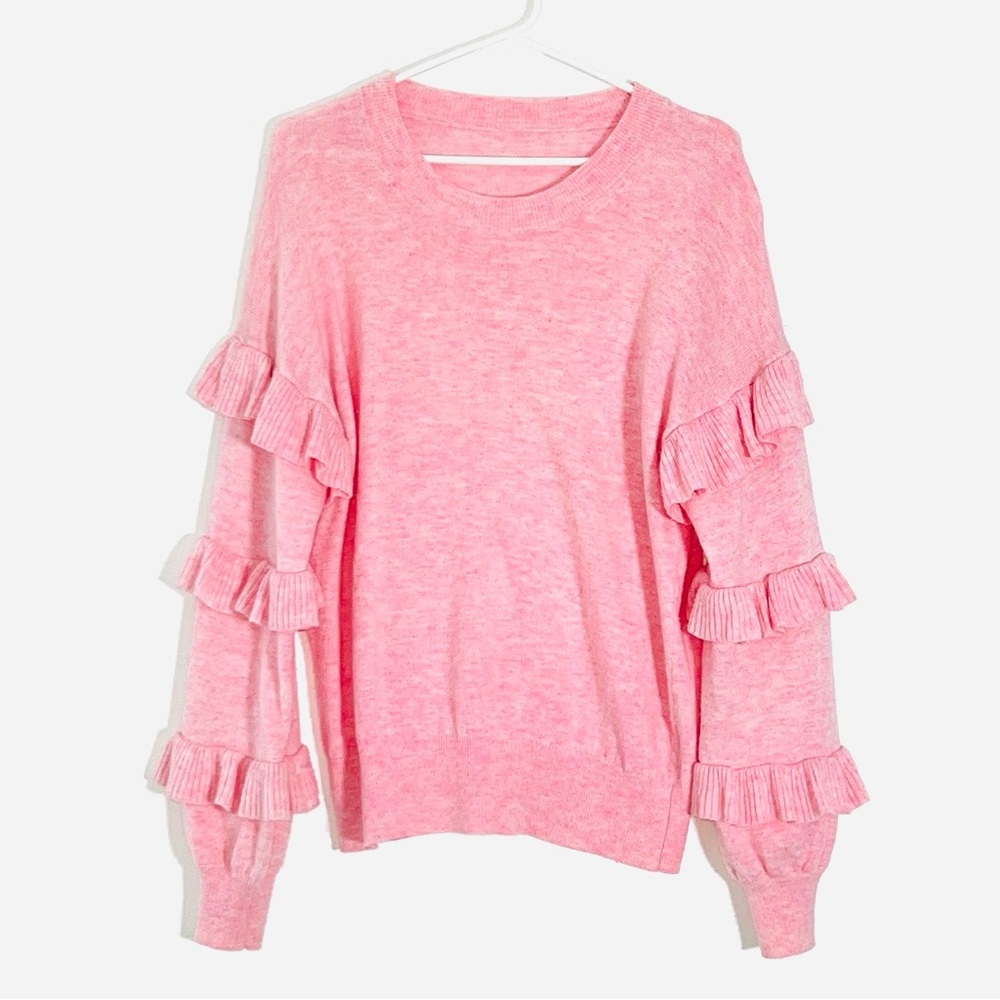 Women’s Ruffle Pink Sweater - Picture 3 of 5